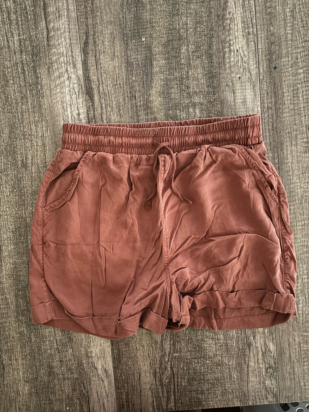 Universal Thread Rust Drawstring Linen-Blend Athletic Shorts - Picture 2 of 4